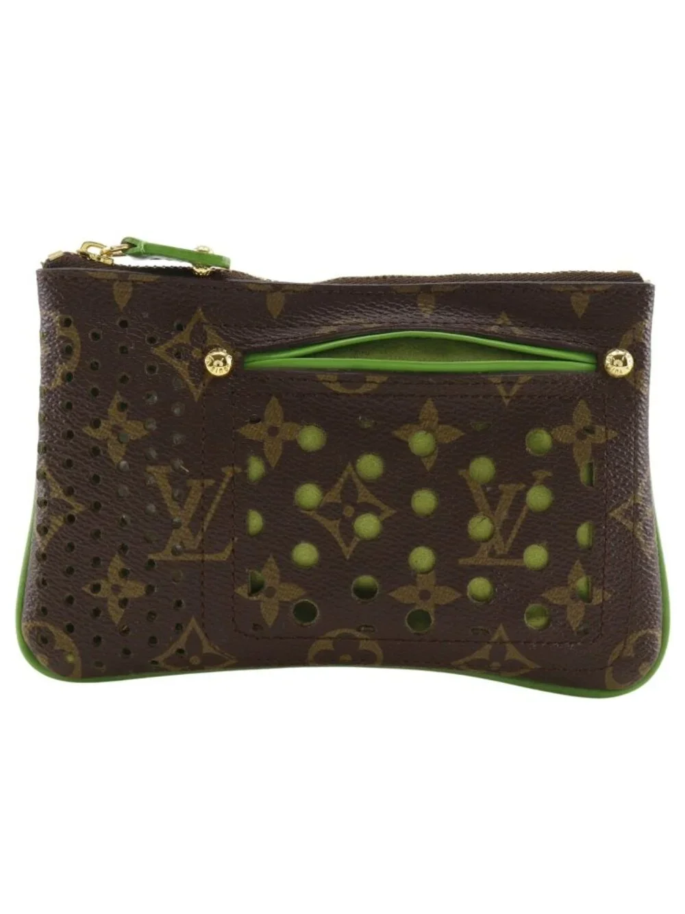 Louis Vuitton Pochette Pratt Monogram Perfo Canvas Vert Brown Pouch